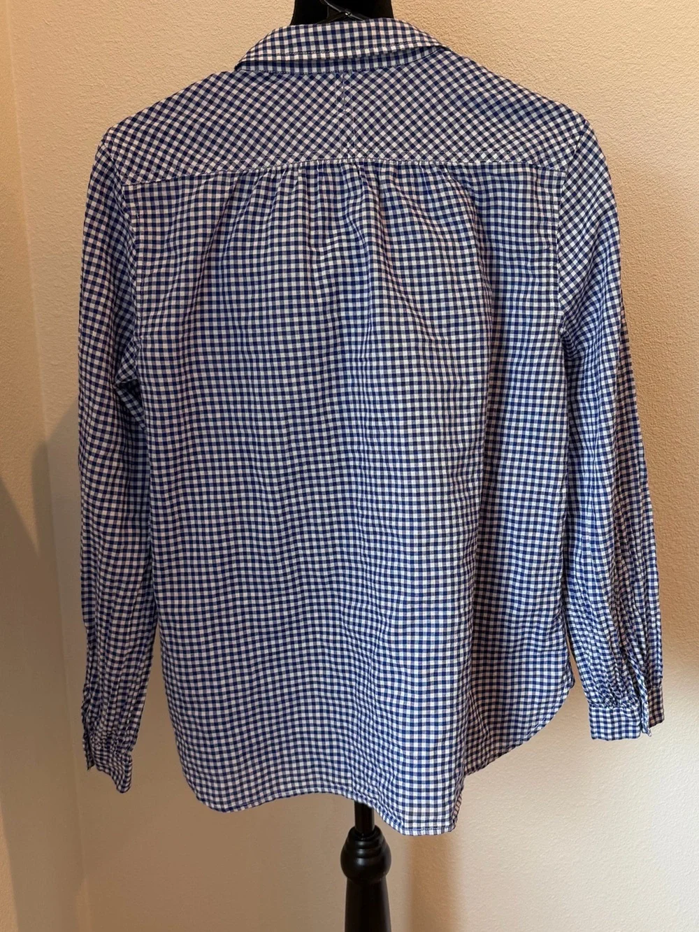 J. Crew Blue and White Gingham Button-Up Shirt